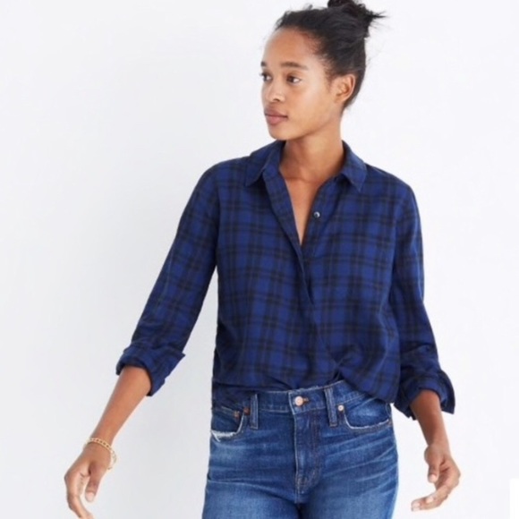 Madewell Tops - Madewell Plaid Asymmetric Button Front Popover